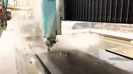  image of water jet cutting steel